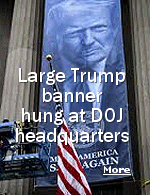 'Make America Safe Again' banner put up in striking symbol of president's control over top US law-enforcement agency that once investigated him. The Trump administration has opened investigations into a number of the president's perceived enemies, amplifying concerns that the agency is being used to exact revenge on his political foes.